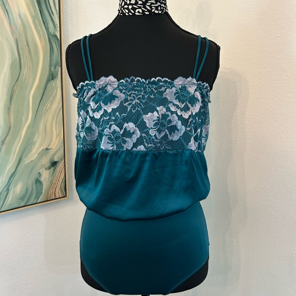 Auden Teal Lace-Trimmed Camisole Bodysuit